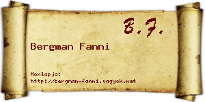 Bergman Fanni névjegykártya